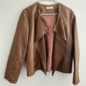 Eason Brown Faux Leather long sleeve brown jacket size medium